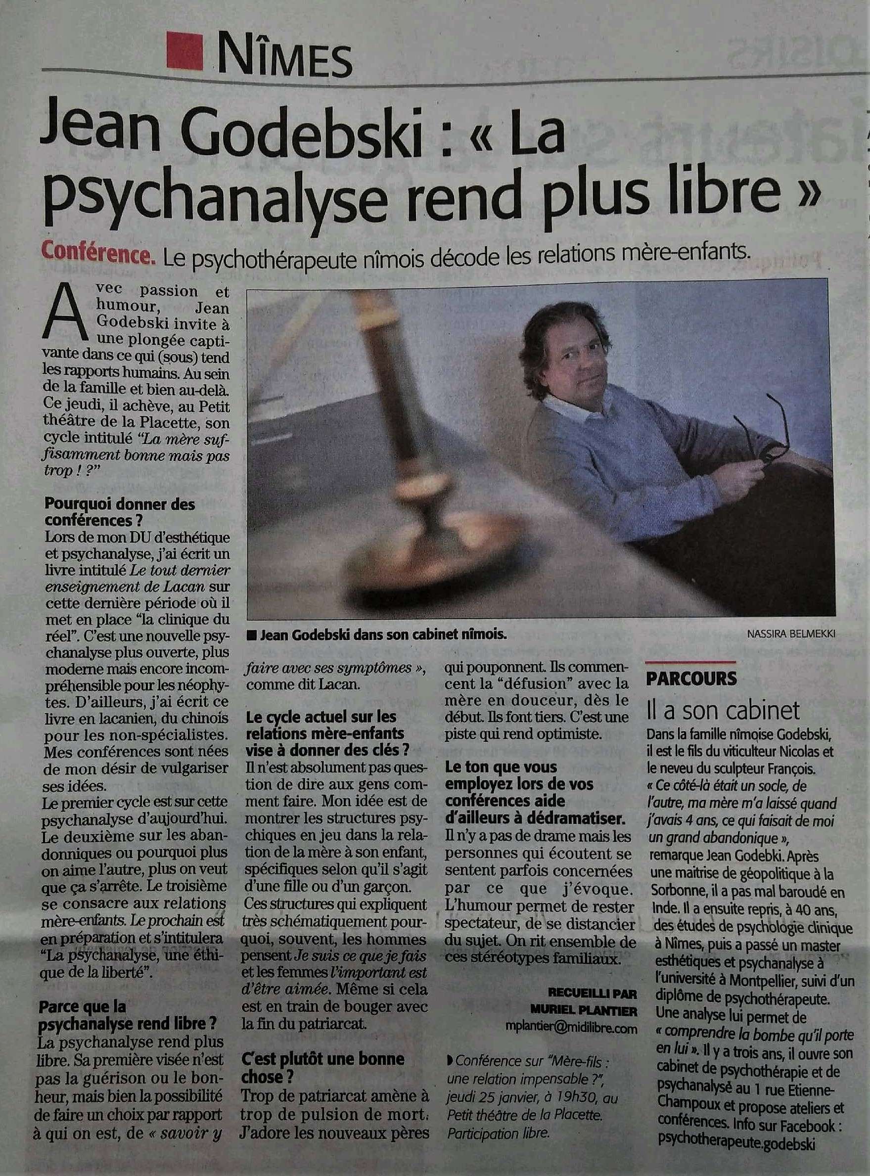 Conférence-Jean-Godebski-psychotherapeute-psychanalyste-Midi-Libre- nimes-2018